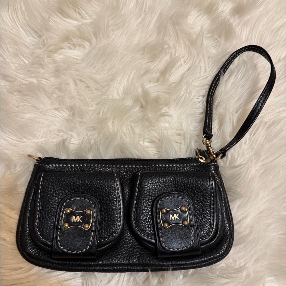 Michael Kors Black Leather Wristlet